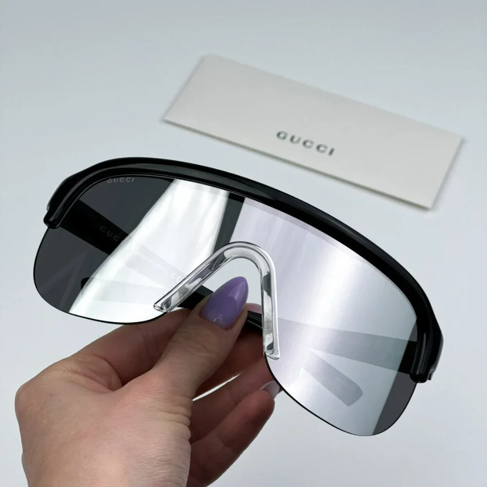 Gucci GG1645S 003 BRAND NEW Sunglasses Black Grey Silver Mirrored Unisex Mask